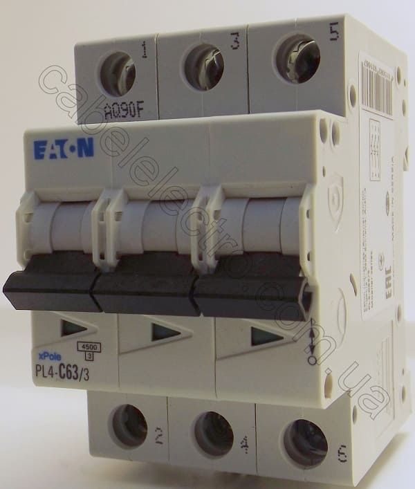 Автоматичний вимикач 3п 63A PL4-С63/3 4,5kA EATON(Moeller) на сайте cabelelectro.com.ua